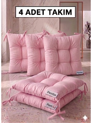 Maison Luré Sandalye Minderi 4'lü Bahçe, Balkon, Salon , Bağcıklı