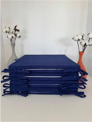 Maison Luré Sandalye Minderi 40CMX40CM+4CM 4'lü Süngerli Sandalye Minderi Çıkarılabilir Kılıf Bağcıklı