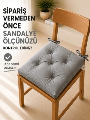 Maison Luré Sandalye Minderi Bağcıklı Kalın Pamuk Dokulu Özel Dikişli 1 Adet