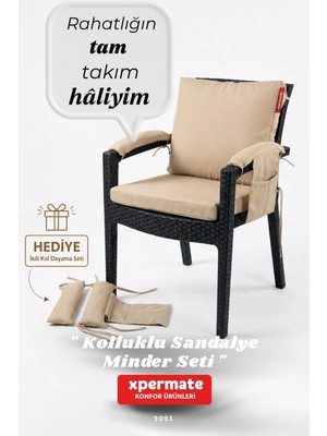 Maison Luré Sandalye Minderi 4 Parçalı Sırtlıklı 46 x 46 cm Su ve Leke Itici