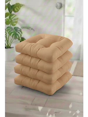Maison Luré Sandalye Minderi Sandalye Minderi 45X45 cm Oval Köşeli Bağcıklı 4 Adet