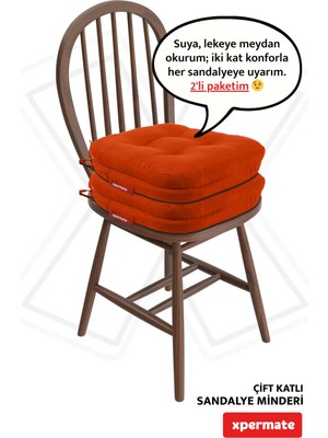 Maison Luré Sandalye Minderi 2'li Fermuarlı 42X42X8 cm Kalın Çift Kat Pofuduk