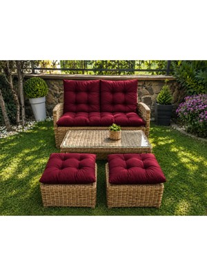 Maison Luré Sandalye Minderi 3'lü Minder Seti 50X50 50X110 Kapitone Yer Minderi