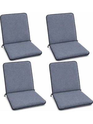 Maison Luré Sandalye Minderi 4 Adet Rattan Arkalıklı 4cm Koyu Gri