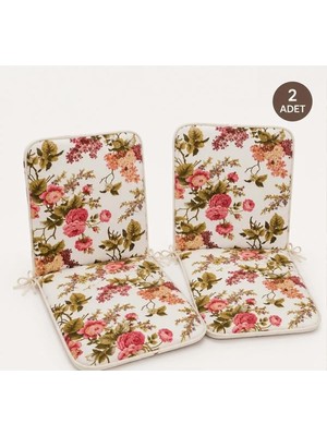 Maison Luré Sandalye Minderi 2 Adet Rattan Arkalıklı 4cm Ingiliz Gülü