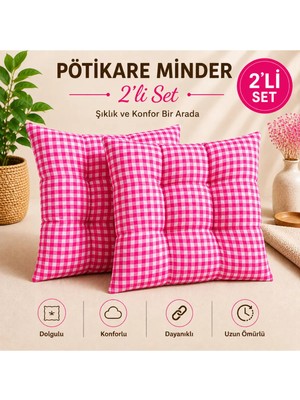 Maison Luré Sandalye Minderi Pötikare Ekose Desen 2'li Minder 40X40 cm