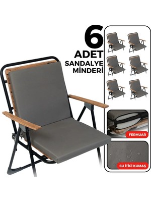Maison Luré Sandalye Minderi 6'lı Sırtlıklı Yıkanabilir 40X40 Gri