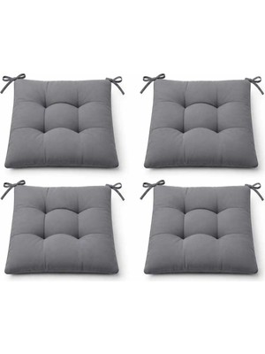 Maison Luré Sandalye Minderi 4’lü – Bağcıklı, Yıkanabilir – 40X40 cm