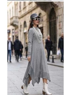 Fibula Bohem ve Otantik Tarz Standart Beden Pamuk Triko Elbise -38-40-42-44-46-Bedenlere Uygun