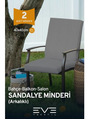 Maison Luré Sandalye Minderi Bahçe Salon Balkon Arkalıklı Fermuarlı Yıkanabilir 2 Adet