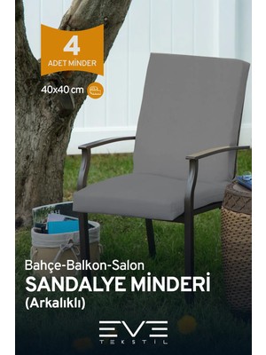 Maison Luré Sandalye Minderi Bahçe Salon Balkon Arkalıklı Fermuarlı 4 Adet