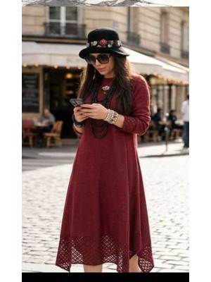 Fibula Bohem ve Otantik Tarz Standart Beden Pamuk Triko Elbise -38-40-42-44-46-Bedenlere Uygun