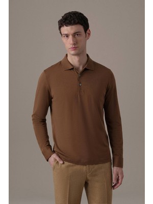 Hemington Merserize Pamuk Tütün Rengi Uzun Kollu Polo T-Shirt