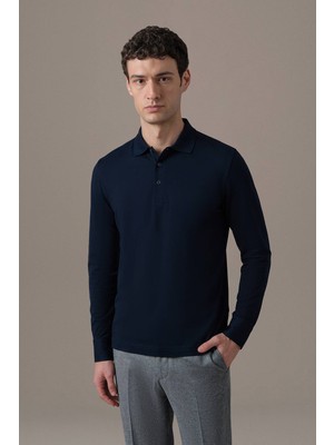 Hemington Merserize Pamuk Lacivert Uzun Kollu Polo T-Shirt