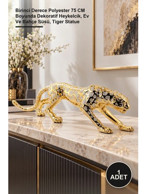 Yenilig 1 Adet Kaplan Figürü – Birinci Derece Polyester 75 cm Boyunda Dekoratif Heykelcik, Ev ve Bahçe Süsü, Tiger Statue