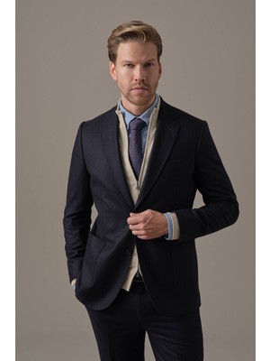 Hemington Saf Kaşmir Lacivert Blazer Ceket