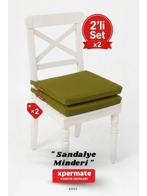 Maison Luré Sandalye Minderi 2’li 40X40 Bağcıklı Fermuarlı Yıkanabilir Su Itici Yeşil