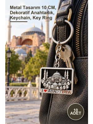 Yenilig 10 Adet Metal Ayasofya Anahtarlık – Metal Tasarım 10 Cm, Dekoratif Anahtarlık, Keychain, Key Ring