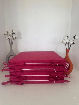 Maison Luré Sandalye Minderi 40CMX40CM+4CM 4'lü Süngerli Sandalye Minderi Çıkarılabilir Kılıf Bağcıklı