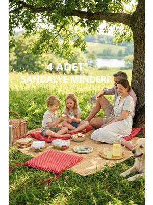 Maison Luré Sandalye Minderi 4 Adet Bağcıklı Özel Dikişli Süngerli Pamuklu Kumaş