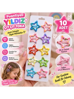 GEEN Puantiyeli Yıldız Çıtçıtlı Tel Toka 10 Adet