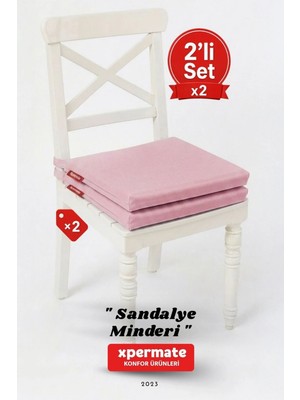 Maison Luré Sandalye Minderi 2’li 40X40 Bağcıklı Fermuarlı Yıkanabilir Su Itici Pembe