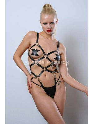 Esranın Dünyası Deri Fantezi Giyim, Vücudu Saran Full Body Harness - BRF811