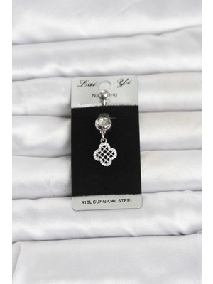 Lovesta Home 316L Cerrahi Çelik Zirkon Taşlı Sallantılı Yonca Model Göbek Piercing TJ-PR1397