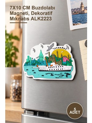 Yenilig 5 Adet Istanbul Temalı Magnet – 7X10 cm Buzdolabı Magneti, Dekoratif Mıknatıs ALK2223