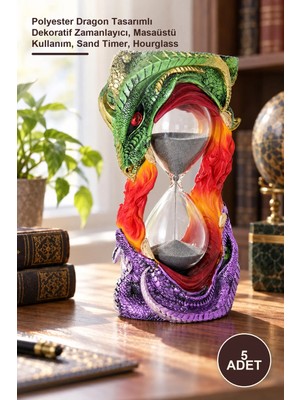 Yenilig 5 Adet Kum Saati – Polyester Dragon Tasarımlı Dekoratif Zamanlayıcı, Masaüstü Kullanım, Sand Timer, Hourglass