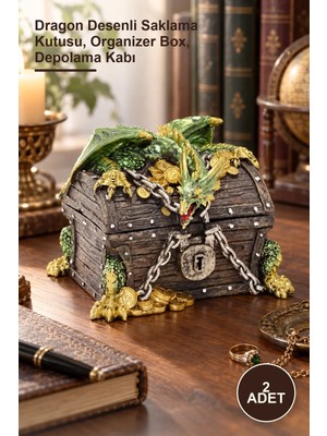 Yenilig 2 Adet Polyester Kutu – Dragon Desenli Saklama Kutusu, Organizer Box, Depolama Kabı