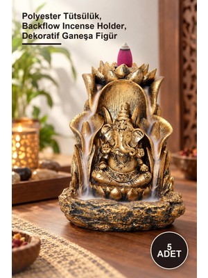 Yenilig 5 Adet Ganeşa Polyester Geri Akış Tütsülük – Polyester Tütsülük, Backflow Incense Holder, Dekoratif Ganeşa Figür