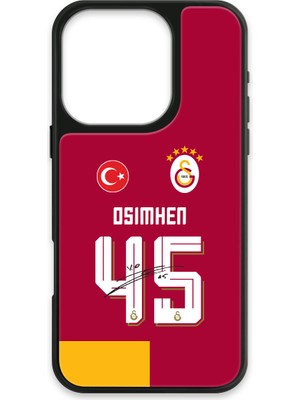 iPhone 16 Pro Uyumlu Galatasaray Victor Osimhen Parçalı Forma Imzalı Cam Lisanslı Telefon Kılıfı