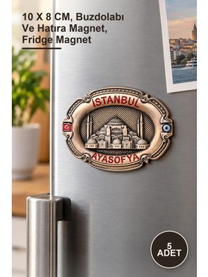 Yenilig 5 Adet Istanbul Yöresel Metal Magnet – 10 x 8 Cm, Buzdolabı ve Hatıra Magnet, Fridge Magnet