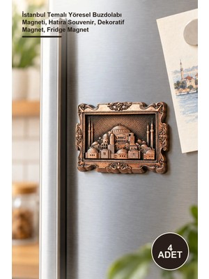 Yenilig 4 Adet Metal Magnet – Istanbul Temalı Yöresel Buzdolabı Magneti, Hatıra Souvenir, Dekoratif Magnet, Fridge Magnet