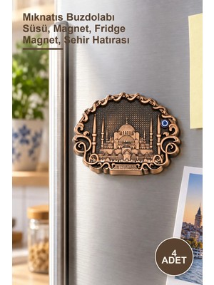 Yenilig 4 Adet Istanbul Temalı Yöresel Metal Magnet – Mıknatıs Buzdolabı Süsü, Magnet, Fridge Magnet, Şehir Hatırası
