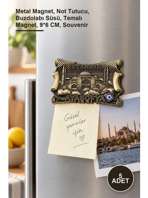 Yenilig 5 Adet Istanbul Yöresel Magnet – Metal Magnet, Not Tutucu, Buzdolabı Süsü, Temalı Magnet, 9*6 Cm, Souvenir