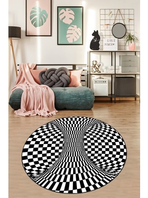 on the clouds Geometrik 3 Boyutlu Desenli Dijital Baskı Yıkanabilir Kaymaz Taban Spor Yuvarlak Halı