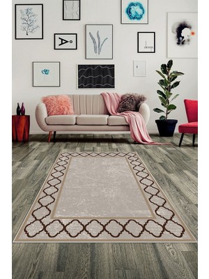 on the clouds Geometrik Karo Çerçeveli Dijital Baskı Yıkanabilir Kaymaz Taban Modern Salon Halısı ve Yolluk