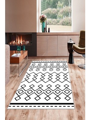 on the clouds Geometrik Etnik Karo Desenli Dijital Baskı Yıkanabilir Kaymaz Taban Modern Salon Halısı ve Yolluk