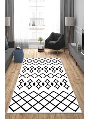 on the clouds Geometrik Etnik Desenli Dijital Baskı Yıkanabilir Kaymaz Taban Modern Salon Halısı ve Yolluk