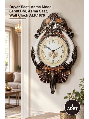 Yenilig 1 Adet Duvara Asmalı Dekoratif Saat – Duvar Saati Asma Modeli 84*48 Cm, Asma Saat, Wall Clock ALK1670