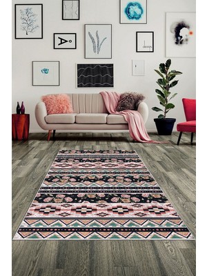 on the clouds Patchwork Çiçek Desenli Yıkanabilir Kaymaz Taban Leke Tutmaz Modern Salon Halısı ve Yolluk