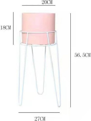 Miniminti Beyaz Ayaklı Pembe Metal Saksı - Küçük Boy