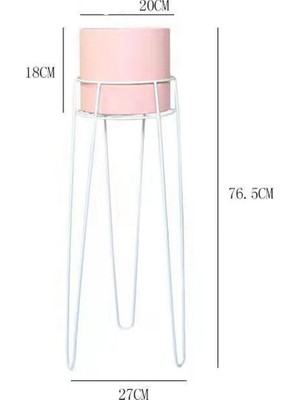 Miniminti Beyaz Ayaklı Pembe Metal Saksı - Büyük Boy
