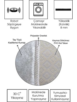 Viyana Home Dijital Baskılı Kaymaz Yıkanabilir Sade Desen Yuvarlak Mutfak Salon Halısı, V-Y-Sade-36-Krem,