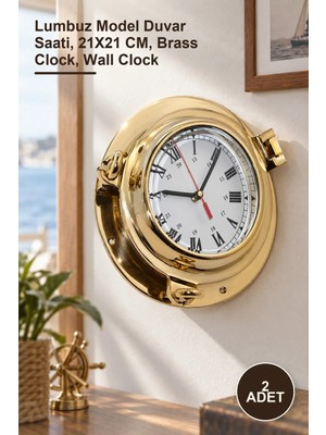 Yenilig 2 Adet Duvara Asmalı Pirinç Lumbuz Saat – Lumbuz Model Duvar Saati, 21X21 Cm, Brass Clock, Wall Clock
