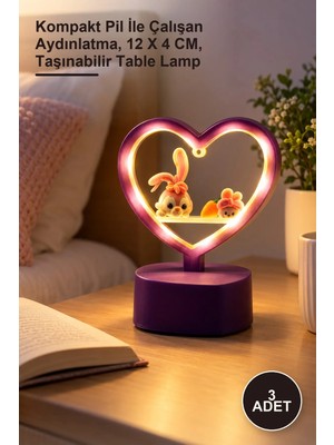 Yenilig 3 Adet Masa Üstü Ledli Lamba – Kompakt Pil Ile Çalışan Aydınlatma, 12 x 4 Cm, Taşınabilir Table Lamp