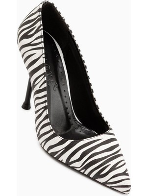 Limoya Arya Zebra Desenli Stiletto Kadın Topuklu Ayakkabı