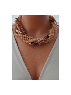 Yıldız Taşı ve Kristal Taşlı Kolye- Çok Renkli - Stoneage